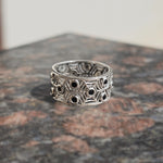 Load image into Gallery viewer, Silver Jaala Band Ring with Black Onyx