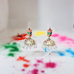 Load image into Gallery viewer, Burst of Color Jhumka Earrings in Oxidised 925 Silver