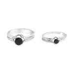 Load image into Gallery viewer, Rocking in Black Promise Couple Rings in 925 Silver