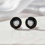 Load image into Gallery viewer, The Onyx Heart Studs in 925 Silver