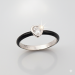 Load image into Gallery viewer, Heart Bling with Black Enamel in 925 Silver
