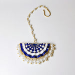 Load image into Gallery viewer, Wavy Blue Pottery Enamel Maangtika