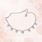 Load image into Gallery viewer, Hanging Hearts Choker Necklace in 925 Silver