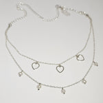 Load image into Gallery viewer, Layered Heart and Pearl Necklace in 925 Silver
