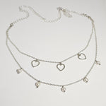 Load image into Gallery viewer, Layered Heart and Pearl Necklace in 925 Silver

