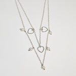 Load image into Gallery viewer, Layered Heart and Pearl Necklace in 925 Silver
