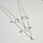 Load image into Gallery viewer, Layered Heart and Pearl Necklace in 925 Silver

