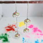 Load image into Gallery viewer, Chroma Elegance Sui Dhaga Earrings in Oxidised 925 Silver
