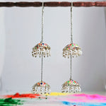 Load image into Gallery viewer, Chroma Elegance Sui Dhaga Earrings in Oxidised 925 Silver
