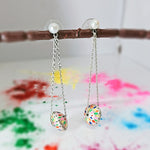 Load image into Gallery viewer, Color Explosion Dangle Earrings in Oxidised 925 Silver
