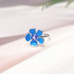 Load image into Gallery viewer, Silver Ratnapushpa Ring with Tanzanite and Enamel
