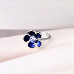 Load image into Gallery viewer, Silver Ratnapushpa Ring with Tanzanite and Enamel
