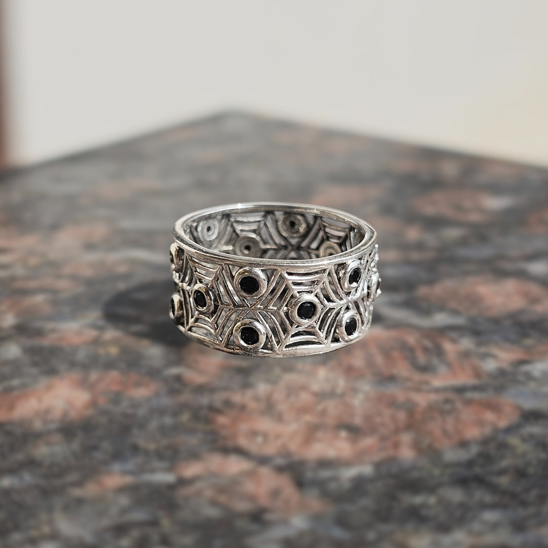 Silver Jaala Band Ring with Black Onyx
