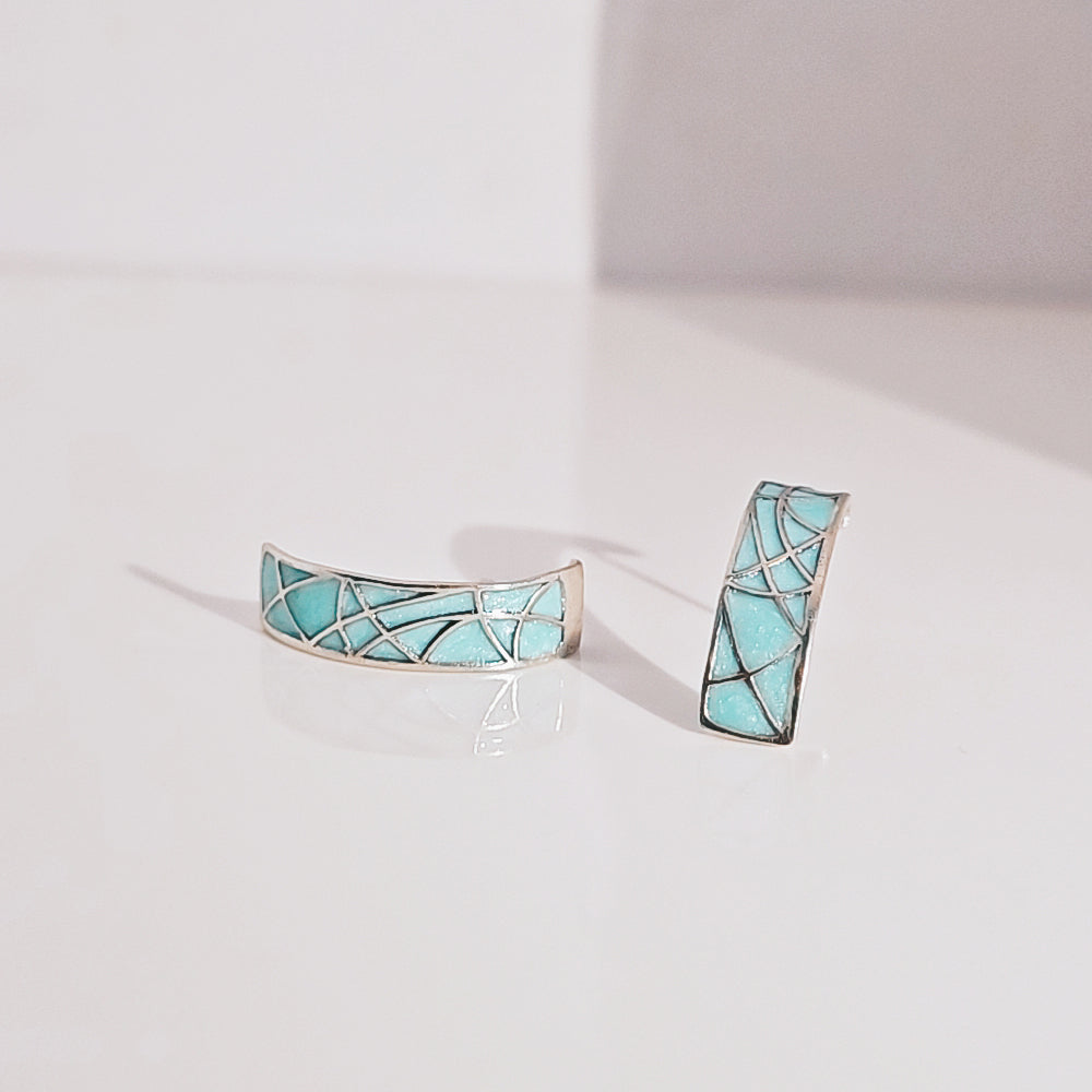 Mosaic abstract beauty earrings in oxidised 925 silver