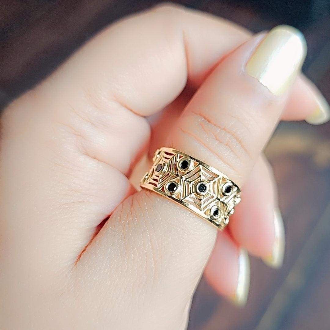 Silver Jaala Band Ring with Black Onyx