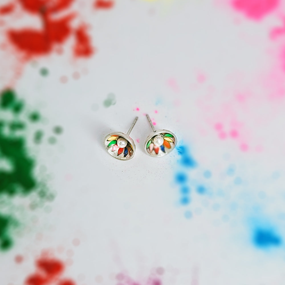 Gulal drops petite studs in oxidised 925 silver