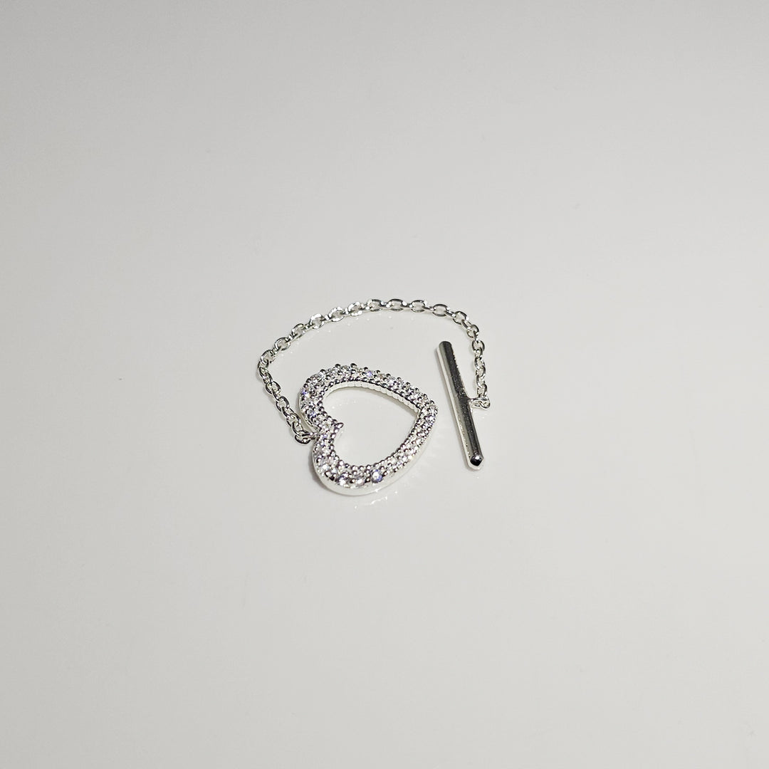 Chain Heart Ring in 925 Silver