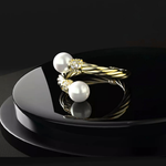 Load image into Gallery viewer, Mukta Ring – Silver Pearl Open Band Ring for Women
