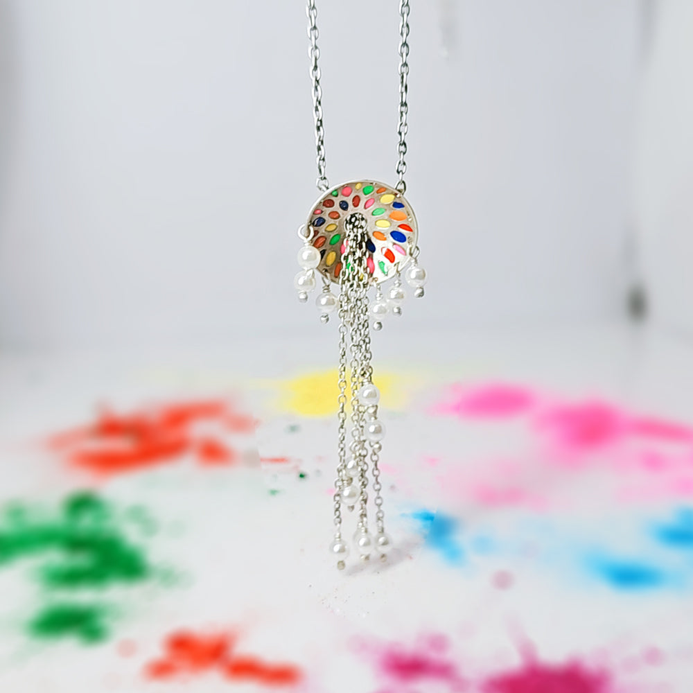 Gulal splashing necklace in oxidised 925 silver