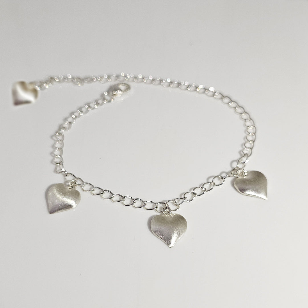 Hanging Hearts Bracelet in 925 Silver