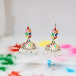 Load image into Gallery viewer, Burst of Color Jhumka Earrings in Oxidised 925 Silver
