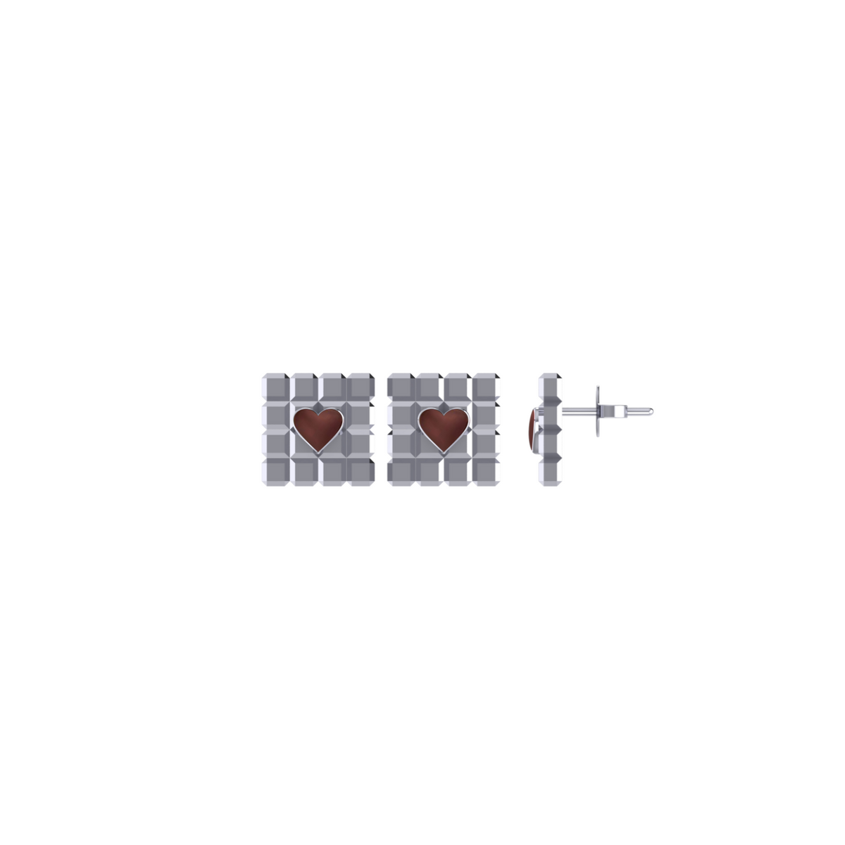 Choco heart studs in 925 silver