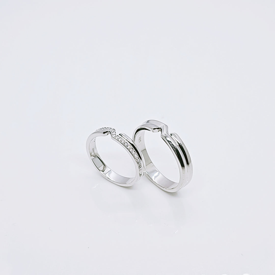 Together in Ups and Downs Couple Band Ring in 925 Silver