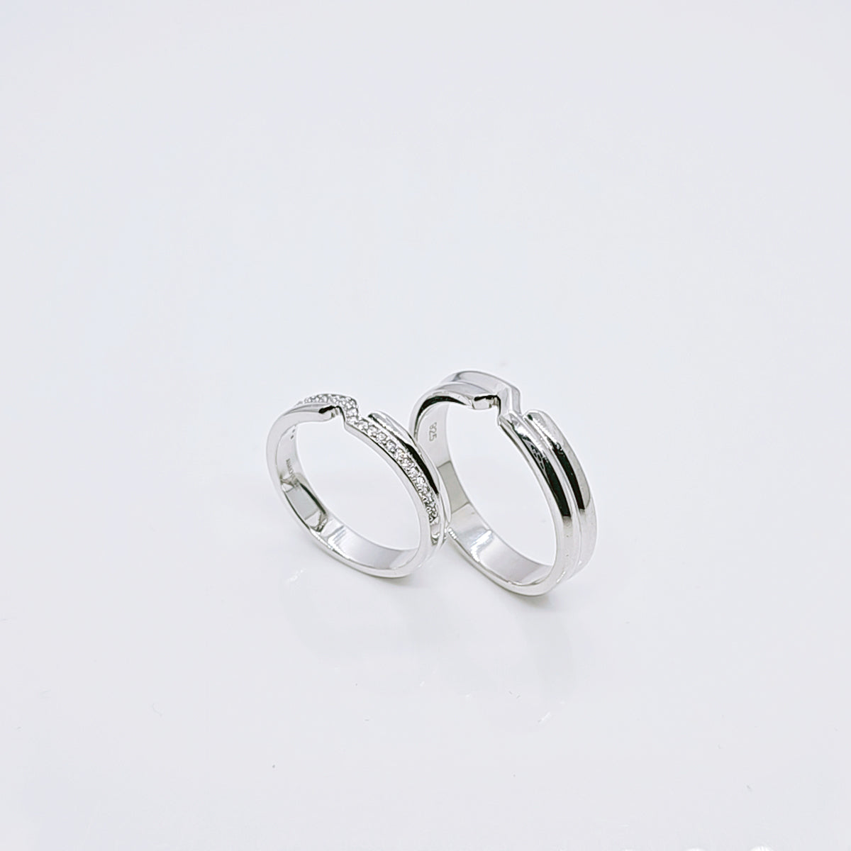 Together in ups and downs couple band ring in 925 silver