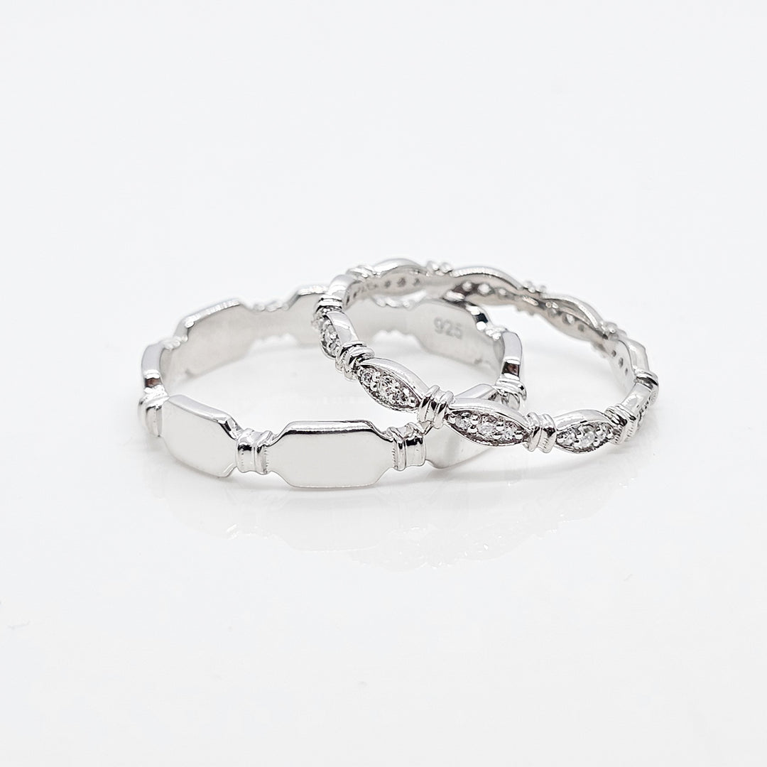 Connection Couple Band Ring in 925 Silver