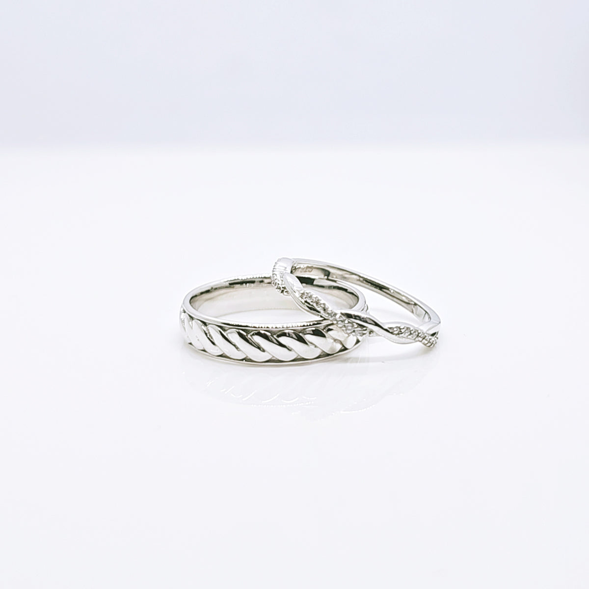 Lovely twist couple ring in 925 silver