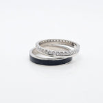 Load image into Gallery viewer, Black and Bling Couple Band Ring in 925 Silver
