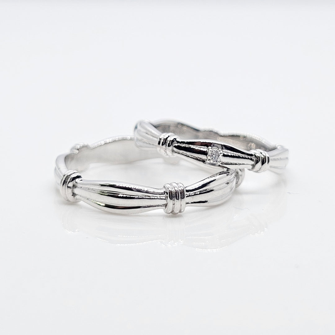 Tied Together Couple Band with Moissanite in 925 Silver
