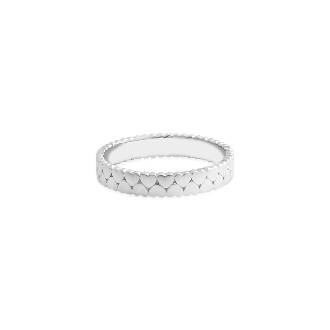 Hearts Band Ring in 925 Silver