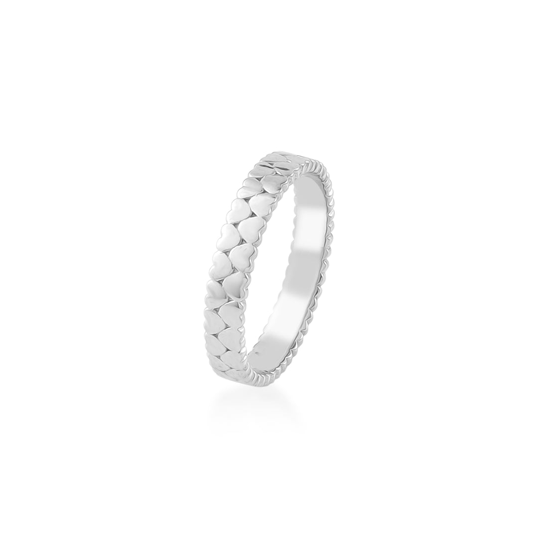 Hearts Band Ring in 925 Silver