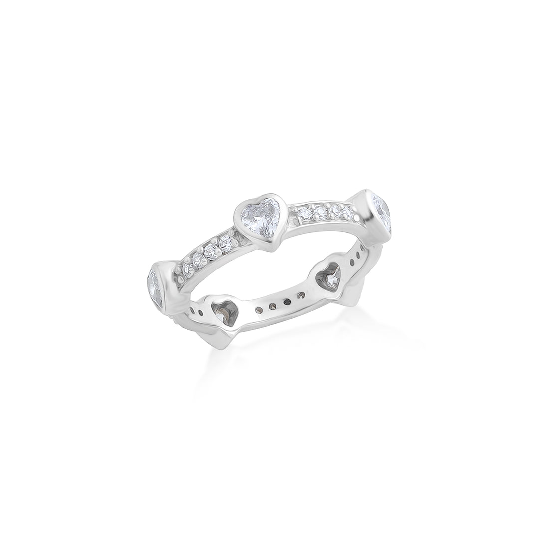 Hearts Eternity Band in 925 Silver