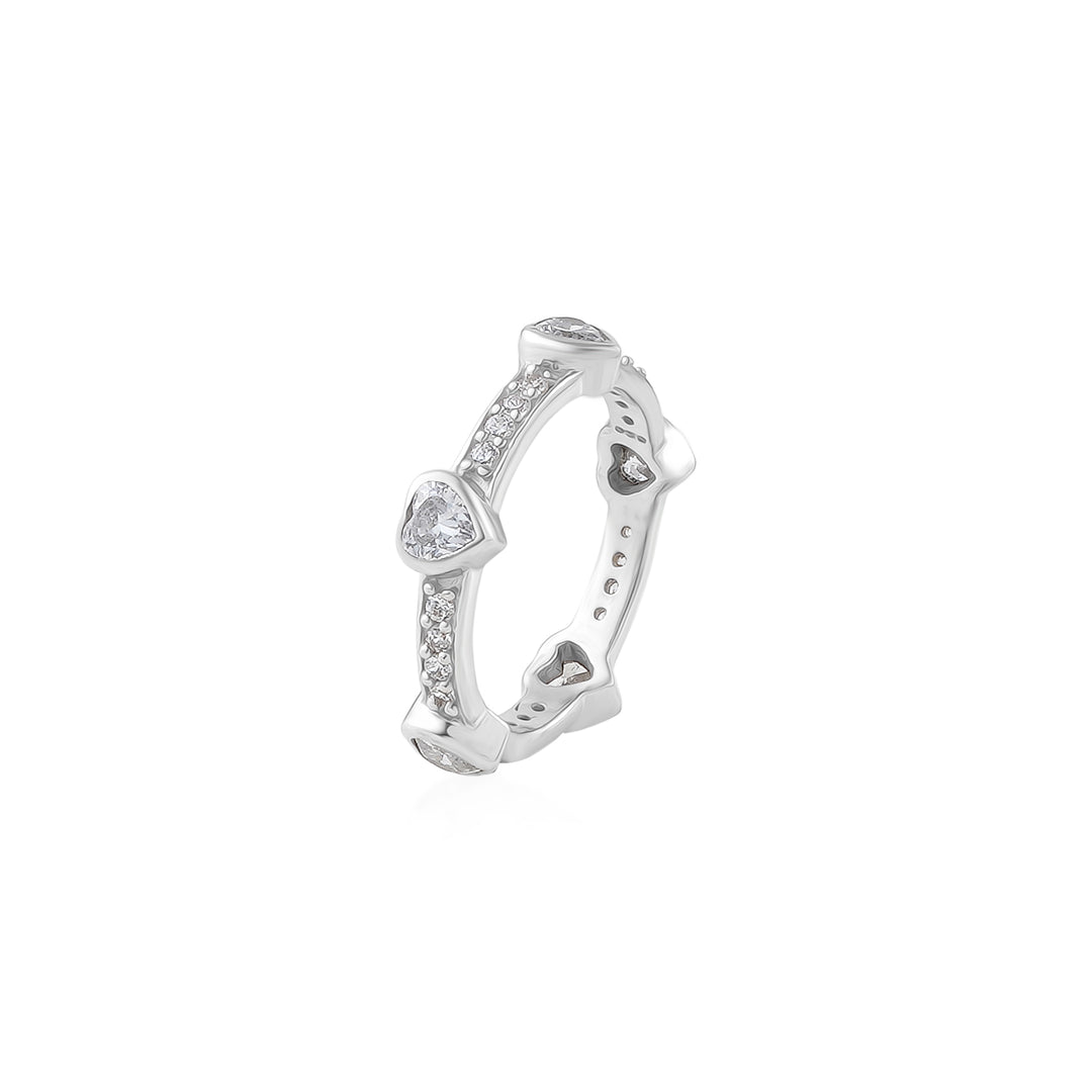 Hearts Eternity Band in 925 Silver