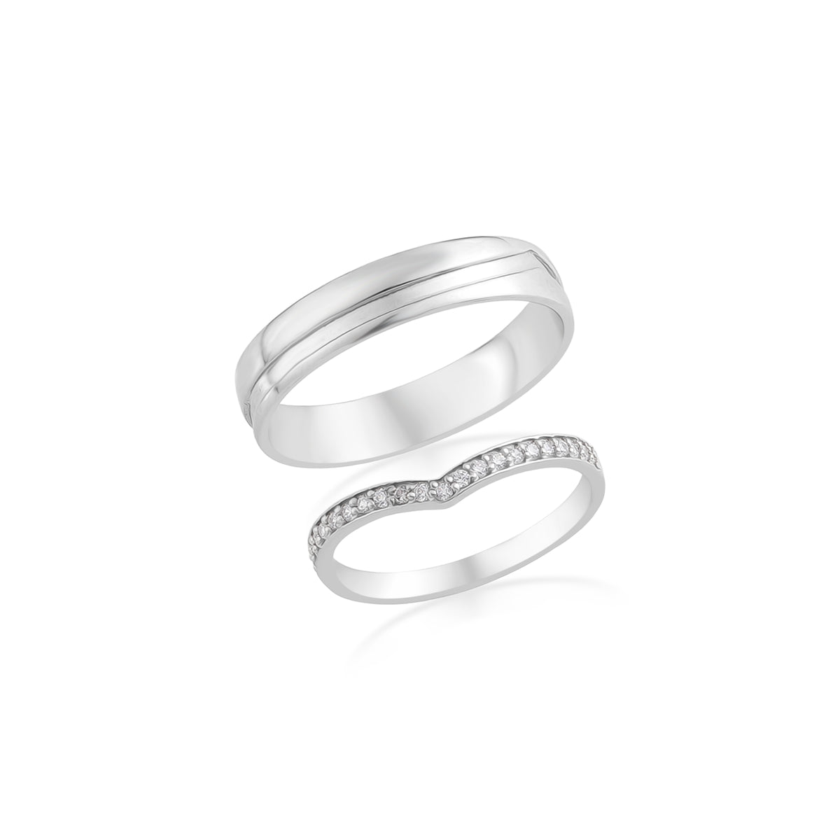 V couple ring in 925 silver