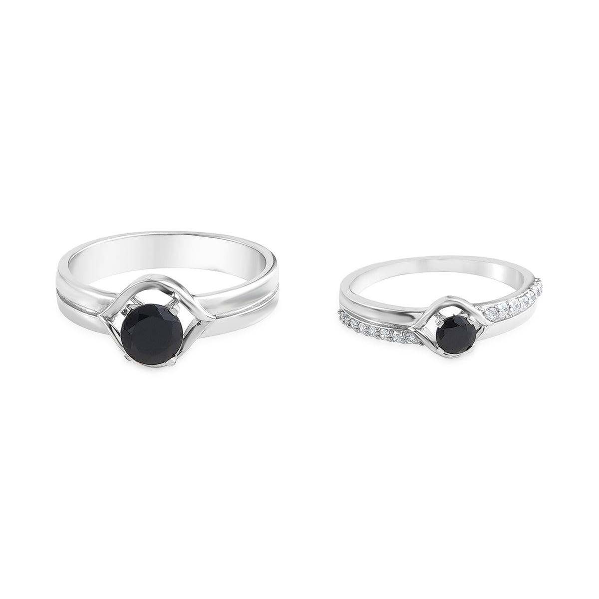 Rocking in black promise couple rings in 925 silver