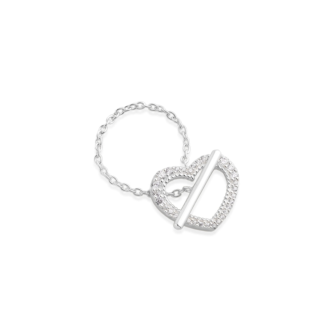 Chain Heart Ring in 925 Silver