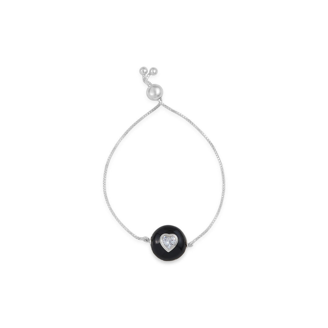 The Midnight Heart Bolo Bracelet in 925 Silver