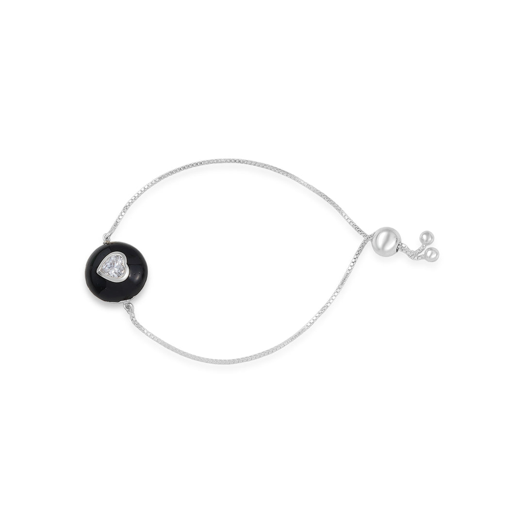 The Midnight Heart Bolo Bracelet in 925 Silver