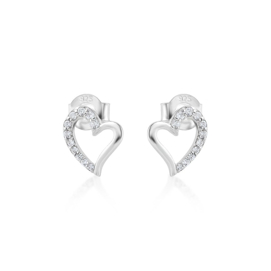 Delicate Heart Studs in 925 Silver