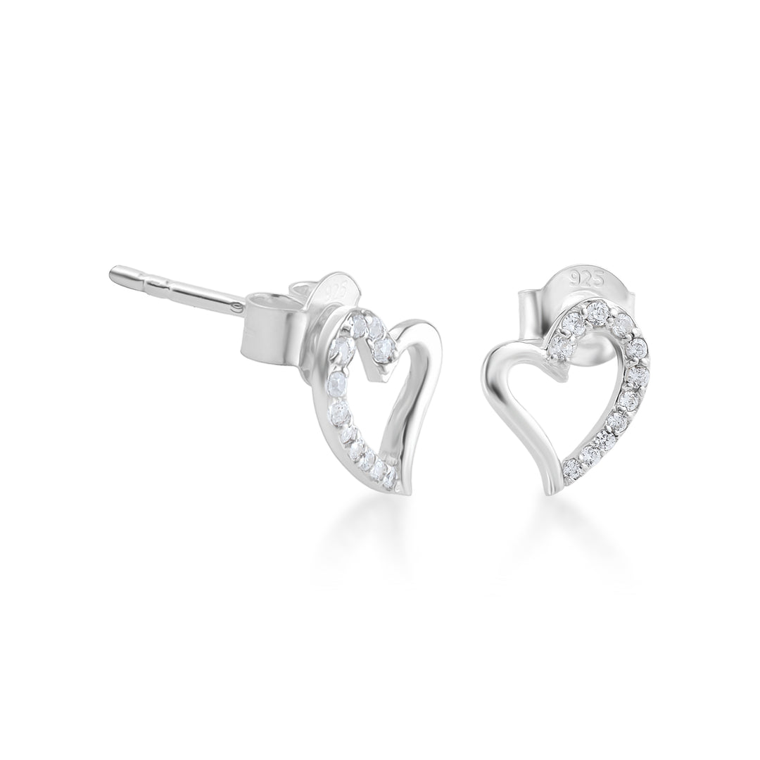 Delicate Heart Studs in 925 Silver