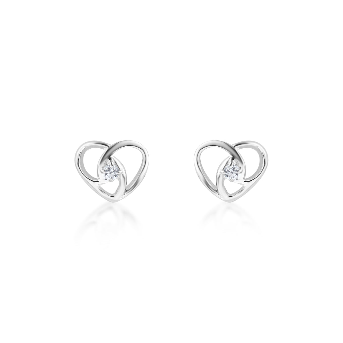 Forget me knot heart studs in 925 silver