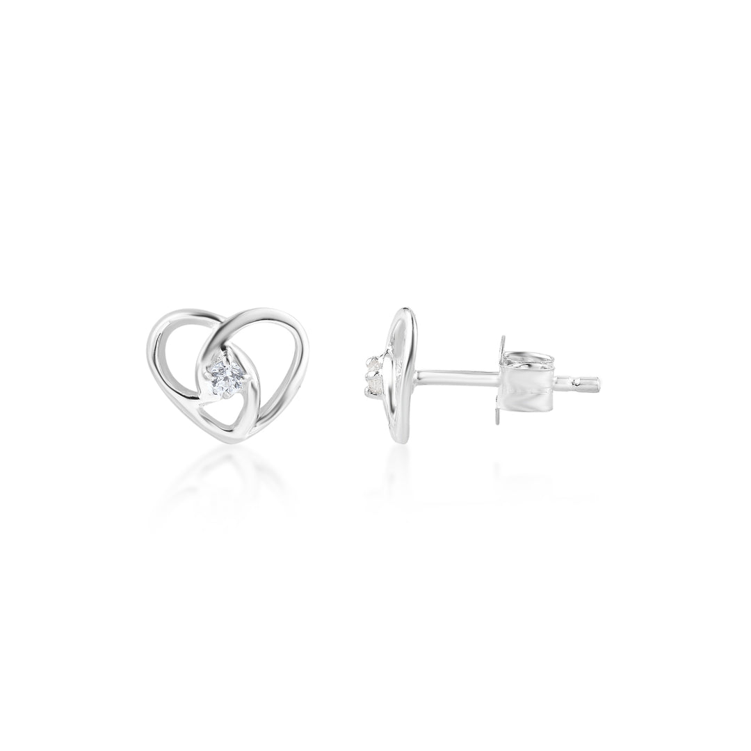 Forget me Knot Heart Studs in 925 Silver