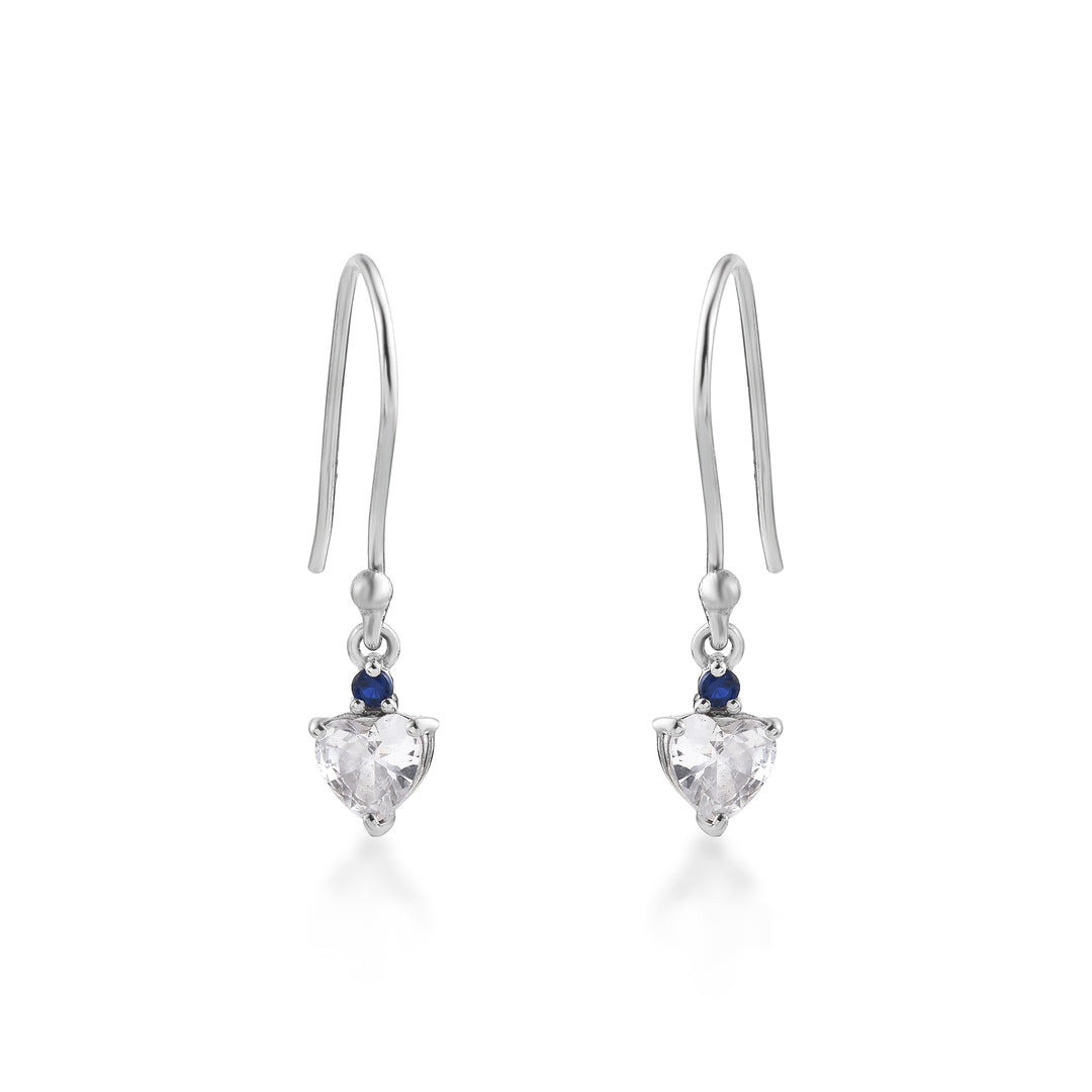Heart Dangle Earrings in 925 Silver