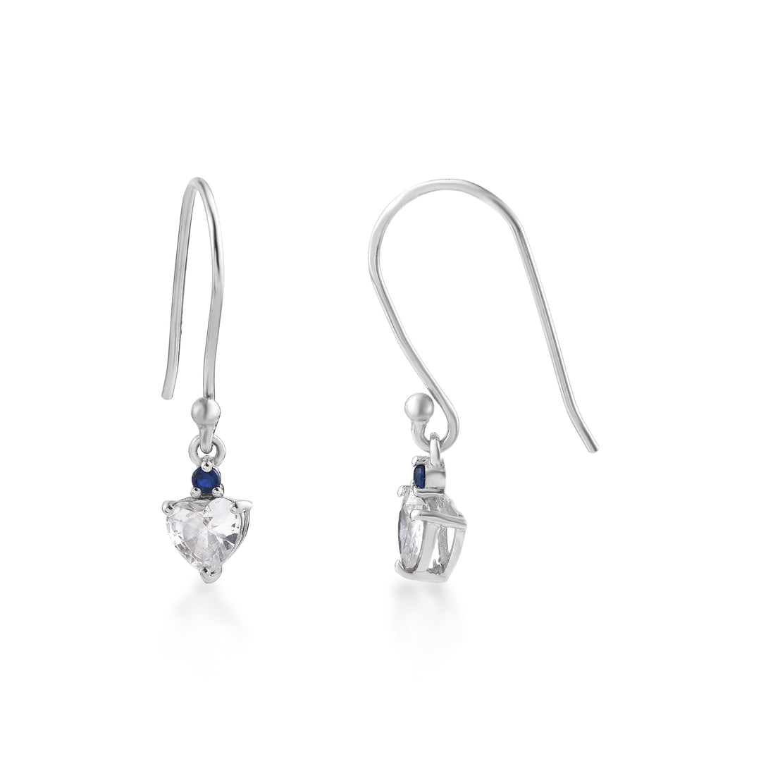 Heart Dangle Earrings in 925 Silver