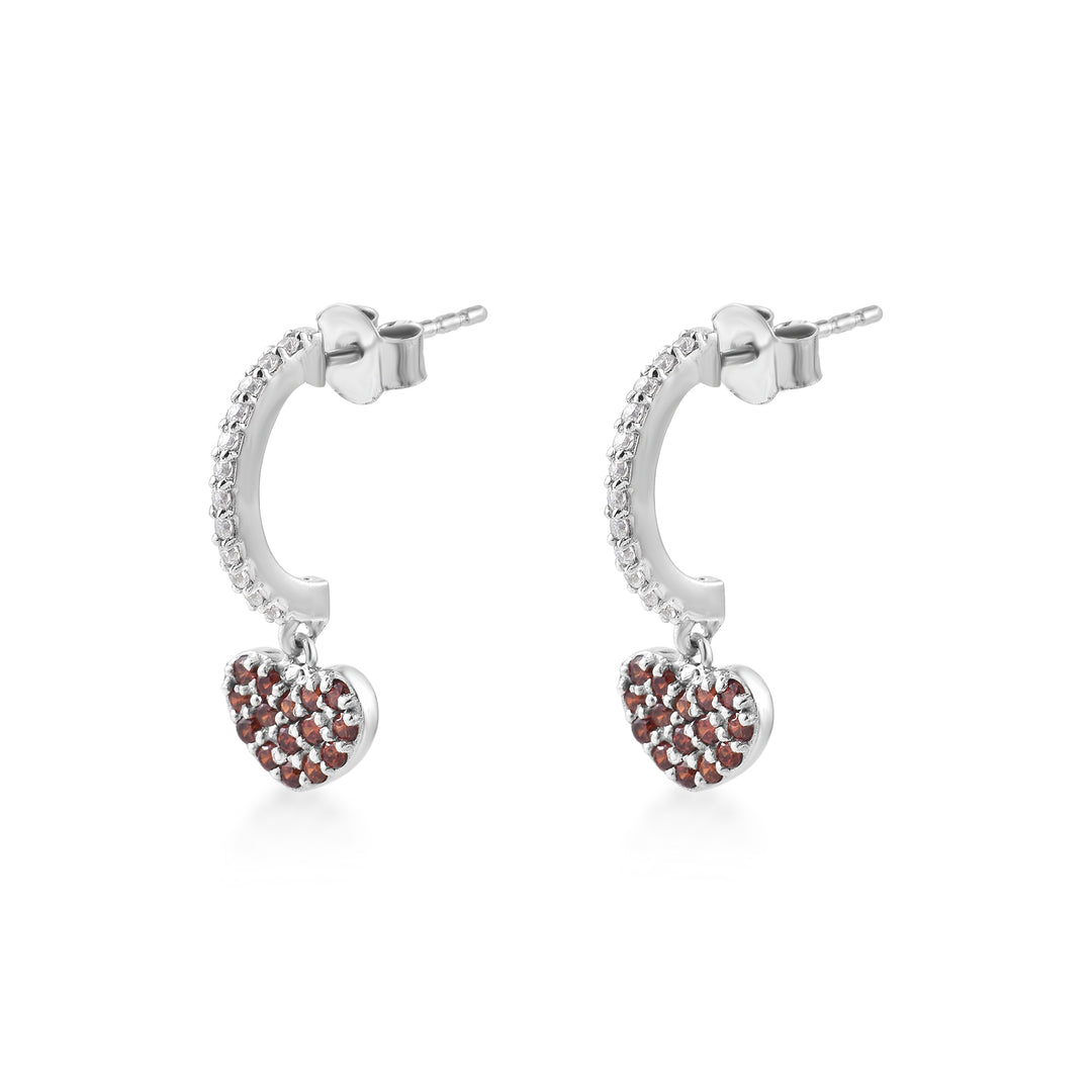 Half Hoop Heart Earring in 925 Silver