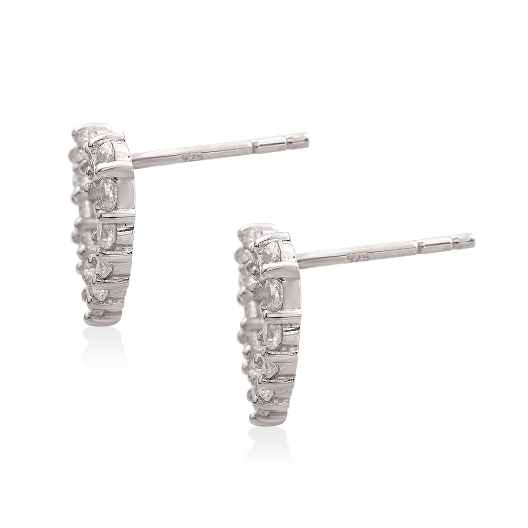 Shining Heart Stud Earrings in 925 Silver