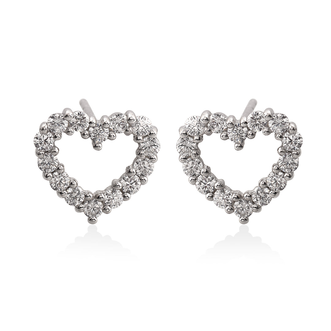 Shining Heart Stud Earrings in 925 Silver